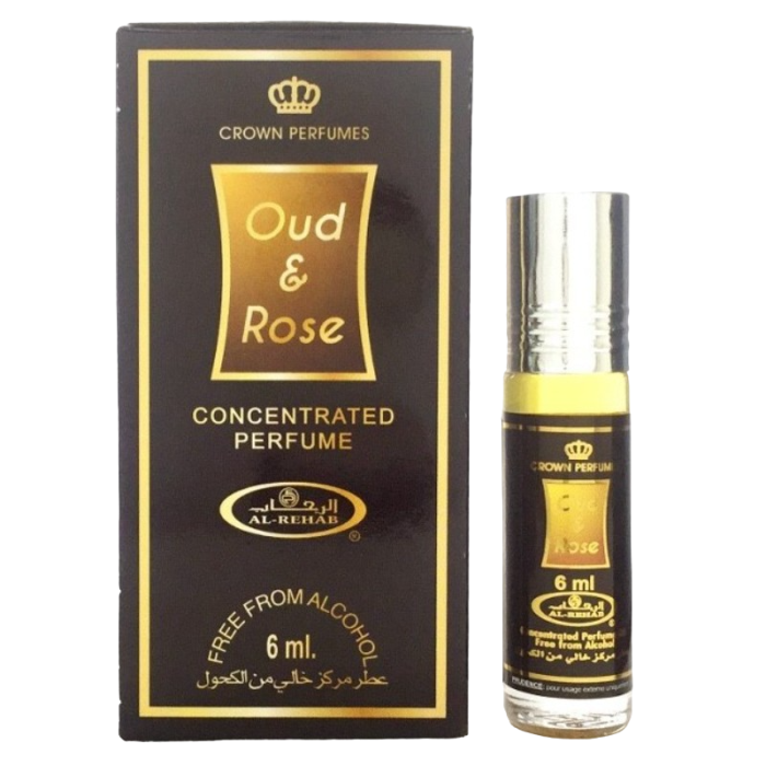 Духи масляные арабские «Уд и Роза» Аль Рехаб (Oud & Rose Al Rehab), ролик 6 мл. 