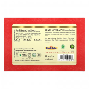 Глицериновое мыло ручной работы с арбузом Кхади Натурал (Watermelon soap Khadi Natural), 125 г.