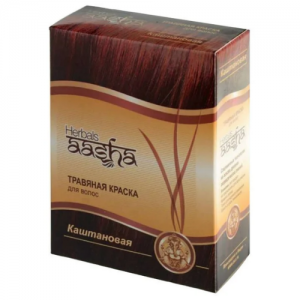 Травяная краска для волос каштановая Ааша Хербалс (Aasha Herbals), 60 г.