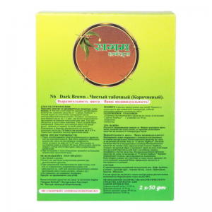Натуральная краска для волос N6 "Чистый табачный" (Коричневый) Сангам Хербалс (Sangam Herbals), 100 г.