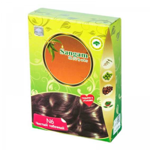 Натуральная краска для волос N6 "Чистый табачный" (Коричневый) Сангам Хербалс (Sangam Herbals), 100 г.