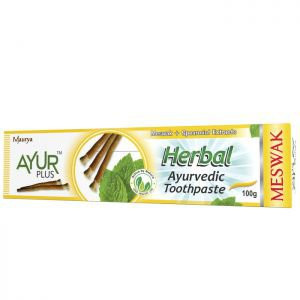 Травяная зубная паста Мисвак-Мята Аюр Плюс (Herbal Ayurvedic Toothpaste Meswak Ayur Plus), 100 г.