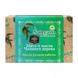Мыло ручной работы Мята и масло чайного дерева Сангам Хербалс (Sangam Herbals), 100 г.
