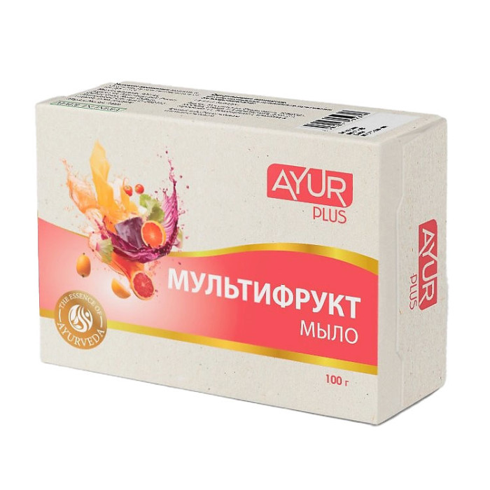 Мыло натуральное Ayur Plus Мультифрукт, 100 г.