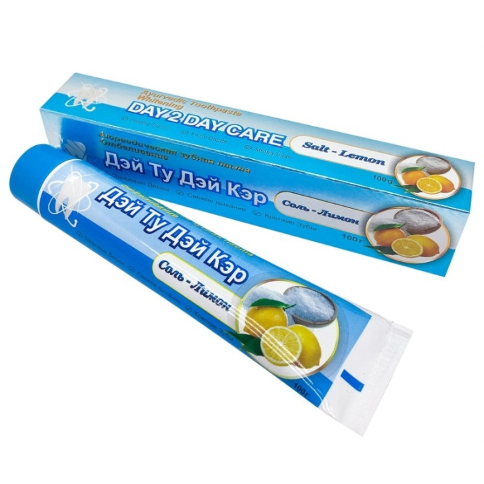 Аюрведическая отбеливающая зубная паста Соль-Лимон Дэй ту Дэй Кэр (Ayurvedic Whitening Toothpaste Salt-Lemon Day 2 Day Care), 100 г. 