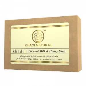 Глицериновое мыло ручной работы Кокосовое молоко и Мёд Кхади Натурал (Coconut milk & Honey Khadi Natural), 125 г.