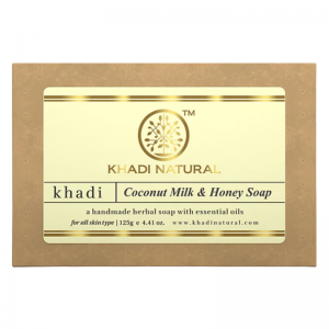 Глицериновое мыло ручной работы Кокосовое молоко и Мёд Кхади Натурал (Coconut milk & Honey Khadi Natural), 125 г.