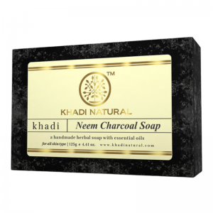 Глицериновое мыло ручной работы с нимом и бамбуковым углем Кхади Натурал (Neem charcoal soap Khadi Natural), 125 г.