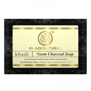 Глицериновое мыло ручной работы с нимом и бамбуковым углем Кхади Натурал (Neem charcoal soap Khadi Natural), 125 г.