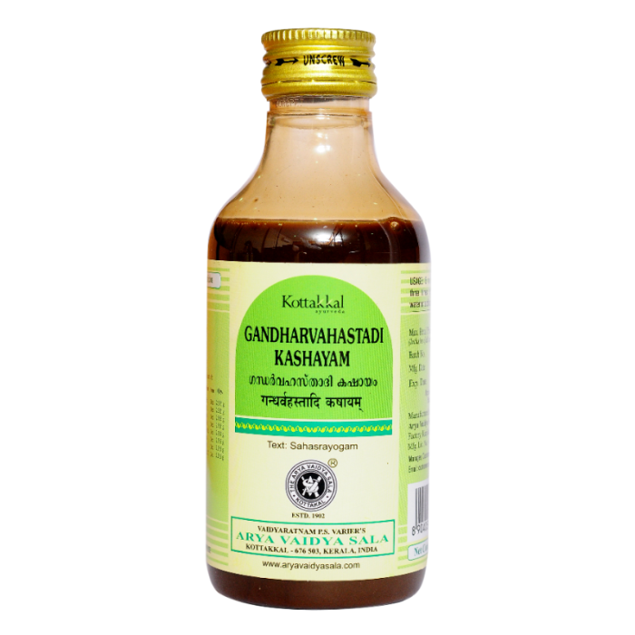 Гандхарвахастади Кашаям Арья Вадья Сала Коттаккал (Gandharvahastadi Kashayam Arya Vaidya Sala Kottakkal), 200 мл.
