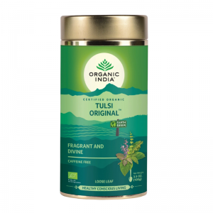 Тулси чайный напиток Органик Индия (Tulsi Original Organic India) в металлической банке, 100 г.