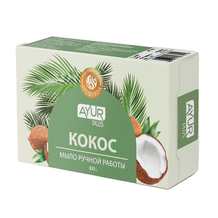 Мыло ручной работы Ayur Plus Кокос, 100 г.