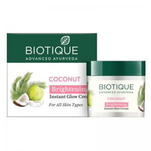 Крем для осветления и сияния всех типов кожи лица с Кокосом Биотик (Coconut Brightening Instant Glow Cream Biotique), 50 г.