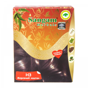 Краска на основе хны Н3 Морозный каштан Сангам Хербалс (Sangam Herbals), 60 г.