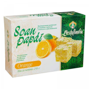 Воздушные индийские сладости Соан Папди Апельсин Бестофиндия (Soan Papdi Orange Bestofindia), 250 г.