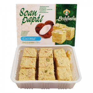 Воздушные индийские сладости Соан Папди Кокос Бестофиндия (Soan Papdi Coconut Bestofindia), 250 г.