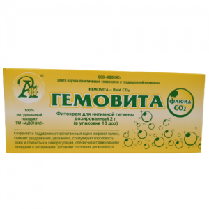 Фитокрем-свечи для интимной гигиены Гемовита Флюид СО 2 Адонис (Hemovita), 10 шт. по 2 г.