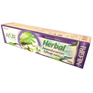 Травяная зубная паста Эвкалипт-Бабул Аюр Плюс (Herbal Tothpaste Ayur Plus), 100 г.