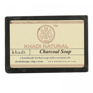 Глицериновое мыло ручной работы с бамбуковым углем Кхади Натурал (Charcoal soap Khadi Natural), 125 г.