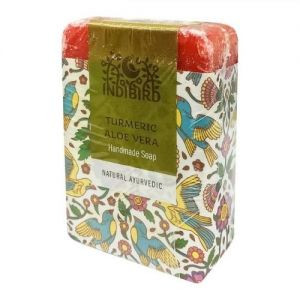 Аюрведическое мыло «Куркума и Алое Вера» Индиберд (Ayurvedic Soap Turmeric & Aloe Vera Indibird), 100 г.