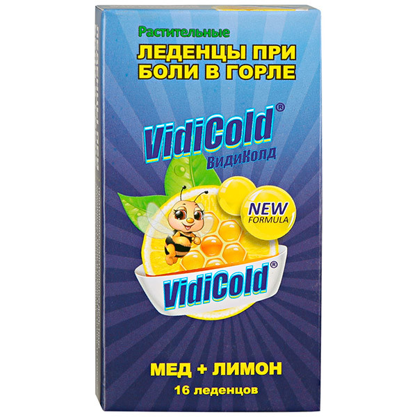 Леденцы со вкусом меда и лимона ВидиКолд (VidiCold), 16 шт.