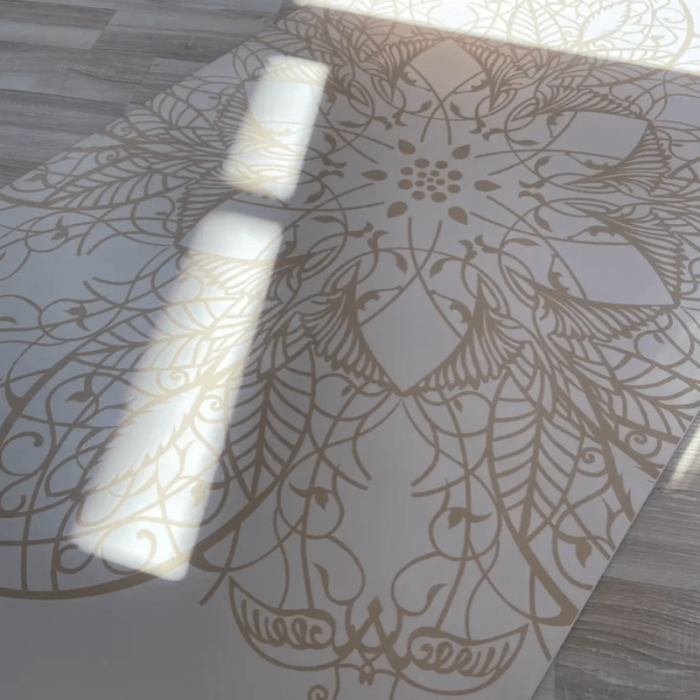 Коврик для йоги Мандала Белый Эгойога (Mandala White Egoyoga), полиуретан/каучук 185х68х0,4 см.