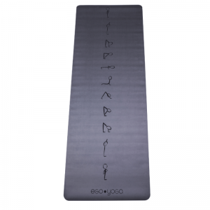 Коврик для йоги Сурья Намаскар Серый Эгойога (Surya Namaskar Grey Egoyoga), полиуретан/каучук 185х68х0,2 см.