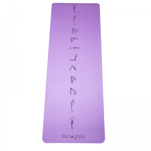 Коврик для йоги Сурья Намаскар Фиолетовый Эгойога (Surya Namaskar Purple Egoyoga), полиуретан/каучук 183х68х0,2 см.
