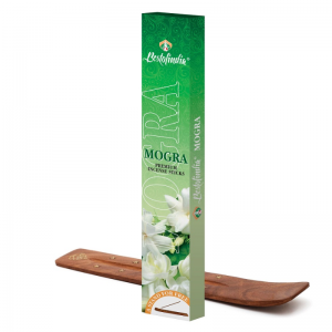 Ароматические палочки длительного тления Могра Премиум Бестофиндия (Mogra Premium Incense Sticks Bestofindia), 20шт. + подставка