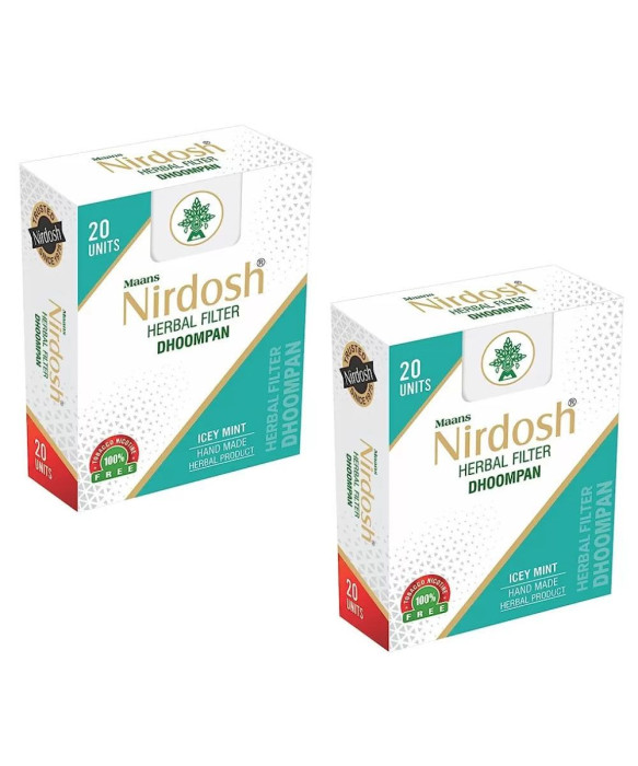 Аюрведический ингалятор с фильтром с мятой Нирдош (Maans Nirdosh Herbal Filter Dhoompan Icey Mint), 20 шт