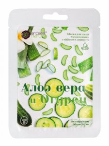 Маска тканевая для лица увлажняющая с эффектом лифтинга Алоэ вера и Огурец Аркана Натура (Arcana Natura), 20 мл.