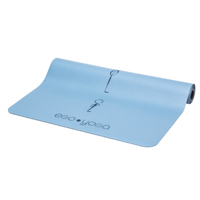 Коврик для йоги Сурья Намаскар Синий Эгойога (Surya Namaskar Blue Egoyoga), полиуретан/каучук 183х68х0,2 см.