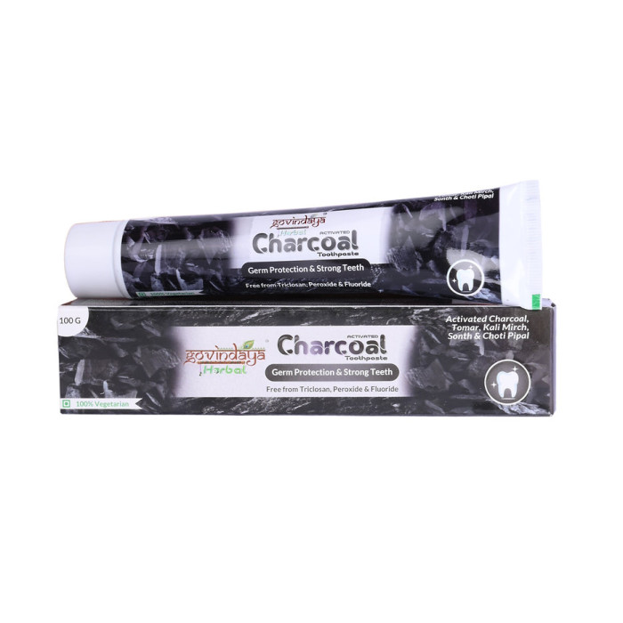 Зубная паста "Древесный уголь" Говиндая (Charcoal toothpaste Govindaya), 100 гр