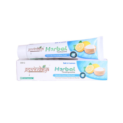Зубная паста &quot;Соль и Лимон&quot; Говиндая (Salt and Lemon toothpaste Govindaya), 100 гр