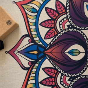 Коврик для йоги джутовый Мандала Цветной Эгойога (Mandala Color Jute Egoyoga), джут/каучук 183х61х0,3 см.