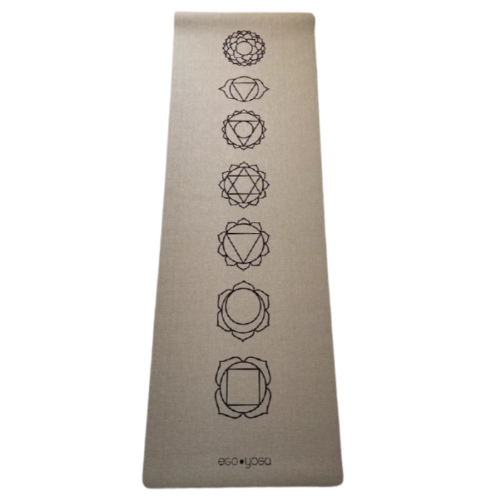 Коврик для йоги джутовый Чакры Эгойога (Chakras Jute Egoyoga), джут/каучук 183х61х0,3 см.