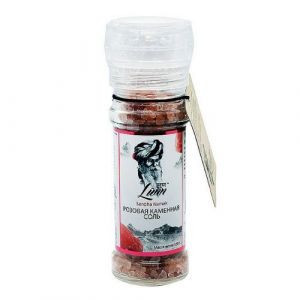Розовая каменная соль, в стеклянном флаконе с крышкой-мельницей (Lunn), 120 г.