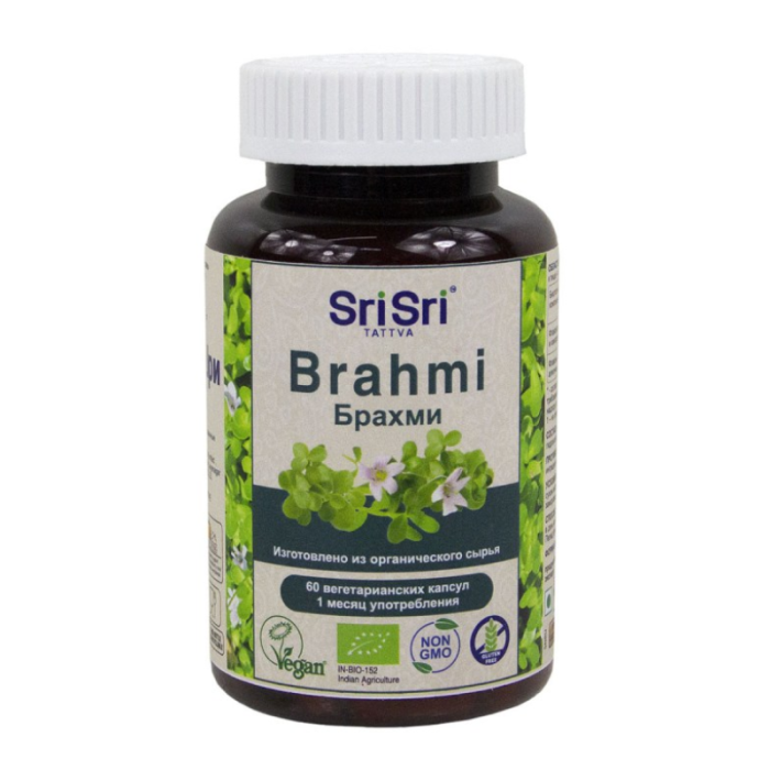 Брахми Шри Шри Таттва (Brahmi Capsules Sri Sri Tattva), 60 вегетарианских капсул по 300 мг.
