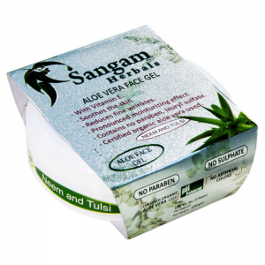 Аюрведический Гель для Лица на основе Алоэ Вера «Ним и Тулси» Сангам Хербалс (Aloe Vera Face Gel «Neem and Tulsi» Sangam Herbals), 100 г.