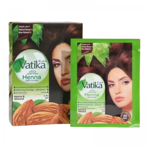 Краска для волос на основе натуральной хны тон 4 Натуральный коричневый Дабур Ватика (Henna Hair Colours Natural Brown Dabur Vatika), 60 г.