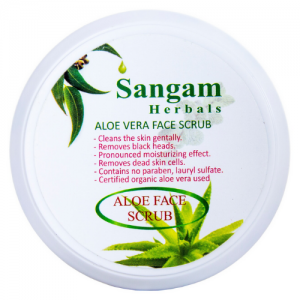 Алоэ Скраб для лица «Сладкий Сандал» Сангам Хербалс (Aloe Vera Face Scrub Sweet Sandal Sangam Herbals), 100 г.
