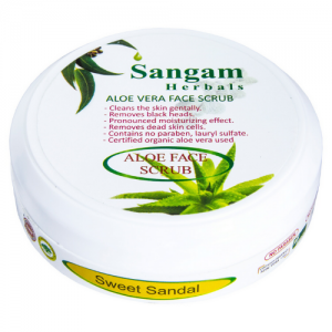 Алоэ Скраб для лица «Сладкий Сандал» Сангам Хербалс (Aloe Vera Face Scrub Sweet Sandal Sangam Herbals), 100 г.