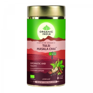 Чай Тулси Масала Органик Индия (Tulsi masala chai Organic India) в металлической банке, 100 г.