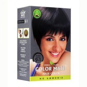 Натуральная краска для волос на основе хны Color Mate (9.1), черный, без амиака 75 г.
